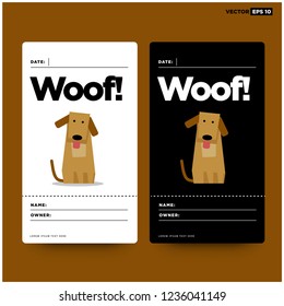 Woof Dog Name Tag ID Card Vector Illustration