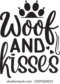 Woof and kisses, Dog  valentine design