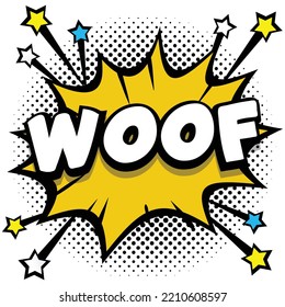 woof Pop art comic speech bubbles book sound effects