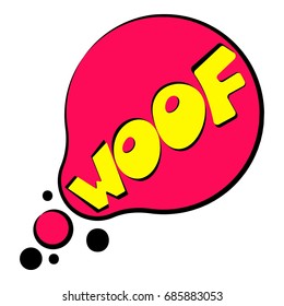 Woof sound effect speech bubble icon. Cartoon illustration of woof sound effect speech bubble vector icon for web design