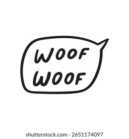Woof - woof. Speech bubble. Outline vector illustration.