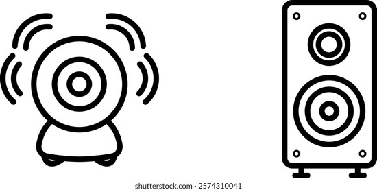 "Woofer Vector Outline Icon - Representing Deep Bass and Sound System Components"