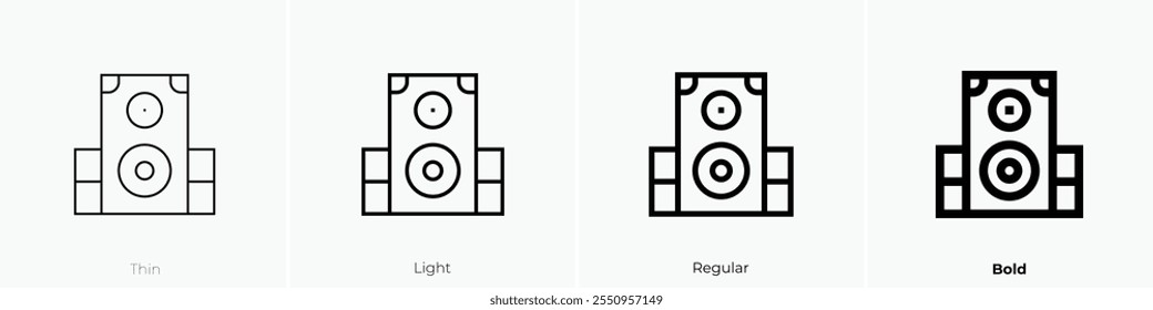 Icono de woofers. Diseño de estilo delgado, ligero, regular y audaz aislado sobre fondo blanco