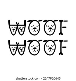 Woof-woof - funny dog lettering. Vector illustration.