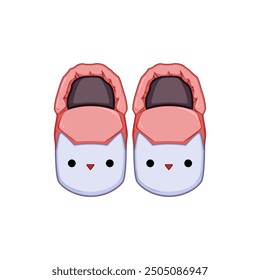 wool baby booties cartoon. cotton fleece, handmade toddler, shoes slippers wool baby booties sign. isolated symbol vector illustration