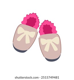 Botines de bebé de lana de dibujos animados. paño grueso y suave de algodón, niño hecho a mano, zapatos zapatillas de lana bebé botines signo. símbolo aislado Ilustración vectorial