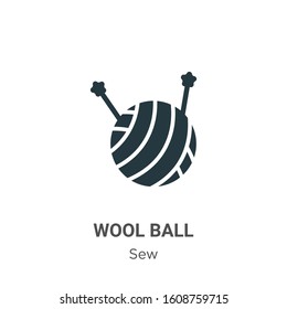 Wool ball glyph icon vector on white background. Flat vector wool ball icon symbol sign from modern sew collection for mobile concept and web apps design.