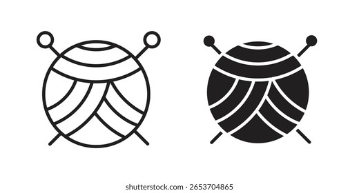 Wool ball icon design element. Editable stroke. Vector