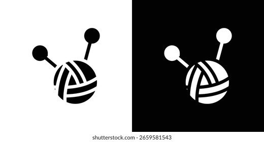 Wool ball icon in flat black solid vector set