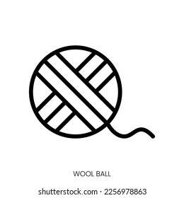 wool ball icon. Line Art Style Design Isolated On White Background