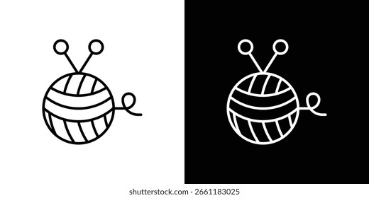 Icono lineal de bola de lana. Línea con trazo editable