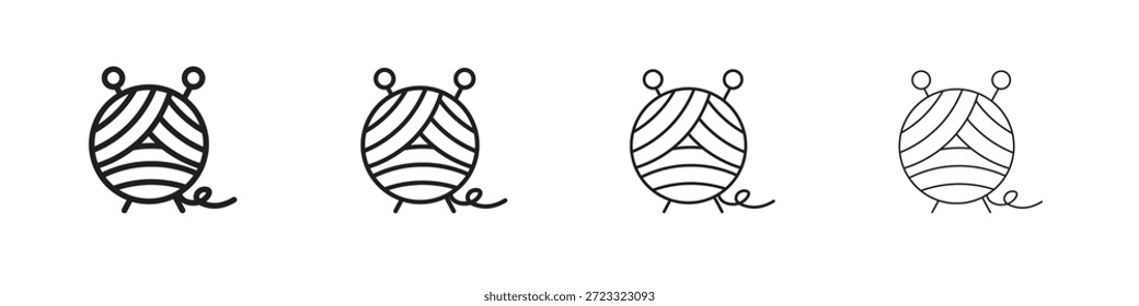 Wolle Ball Ikonensatz, Illustration, Schwarz