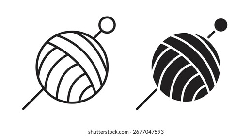 Ícone de bola de lã define a arte da linha e o design de glifo. Eps10