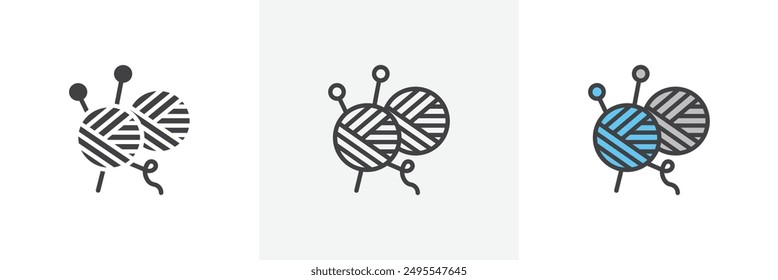 Icono de bola de lana colección sobre fondo blanco.