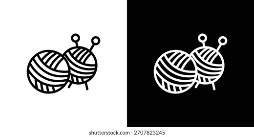 Símbolo de ícone de bola de lã em linha fina, contorno e estilo de traçado para aplicativos