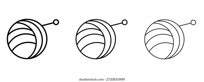Wolle Ball Symbol dünne Linie Symbol auf weißem Hintergrund, bearbeitbare Strich Vektorgrafik