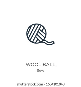 Wool ball icon. Thin linear wool ball outline icon isolated on white background from sew collection. Line vector sign, symbol for web and mobile