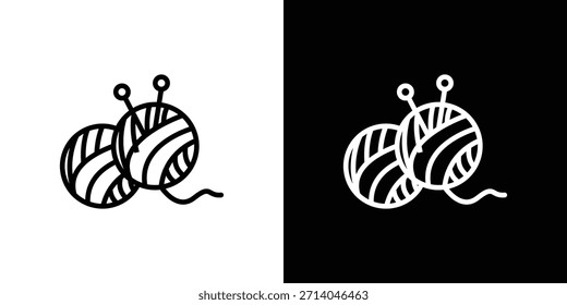 Icono de bola de lana en estilo plano y trazo delgado.