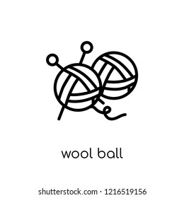 wool ball icon. Trendy modern flat linear vector wool ball icon on white background from thin line Sew collection, outline vector illustration