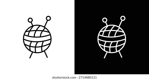 Ícone de bola de lã em estilo de linha de traçado moderno. Conjunto do vetor de ícone do Website.