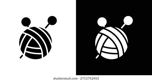 Icono de bola de lana. Ilustración vectorial. Silueta en color negro