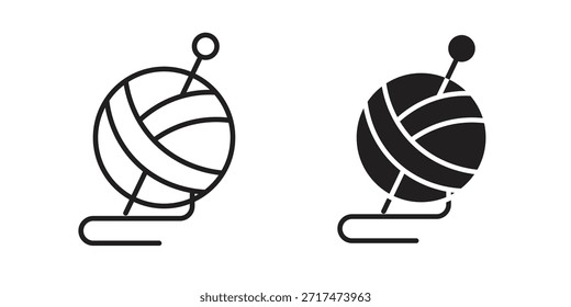 Wool ball icons. Pixel perfect. Vector outline icon. Flat logo concept.
