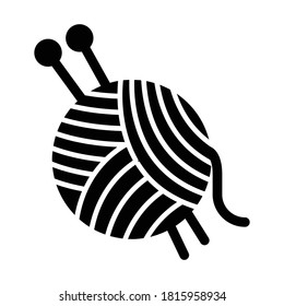 
Wool ball, knitting, needles, yarn ball  fully editable vector icon
