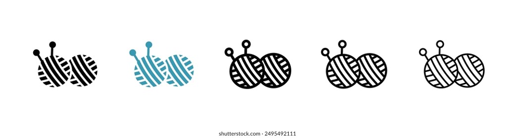 Wool ball line icon vector set.