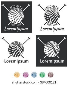 Wool ball with needles handmade symbol.