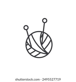 Wool ball outlined icon isolated on white background