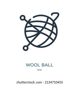 wool ball thin line icon. wool, thread linear icons from sew concept isolated outline sign. Vector illustration symbol element for web design and apps.
