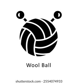 Wool Ball vector Glyph Cricle Icon.Eps file 10