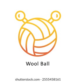 Wool Ball Vector Gradient Outline Icon. Eps file 10