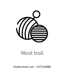 wool ball vector line icon. Simple element illustration. wool ball outline icon from sew concept. Can be used for web and mobile