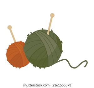 bolas de lana con agujas