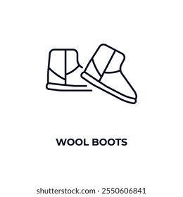 wool boots outline icon. Linear vector from clothes concept. Thin line wool boots icon isolated on white background