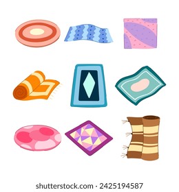 wool carpet set cartoon. mat floor, fabric oriental, cozy abstract wool carpet sign. isolated symbol vector illustration