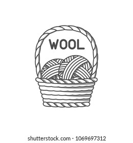Wool emblem with merino sheep. Label for hand made, knitting or tailor shop.