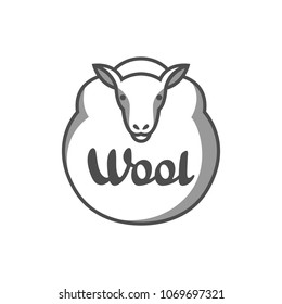 Wool emblem with merino sheep. Label for hand made, knitting or tailor shop.