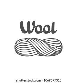 Wool emblem with with skein of yarn. Label for hand made, knitting or tailor shop.