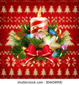 Wool fabric with Christmas decoration. EPS 10 vector file included