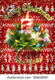 Wool fabric with Christmas decoration. EPS 10 vector file included