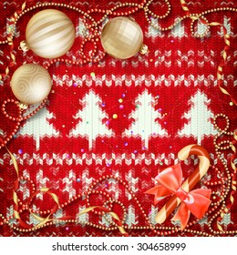 Wool fabric with Christmas decoration. EPS 10 vector file included