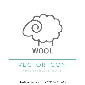 Icono de línea de vectores textiles de fibra de lana