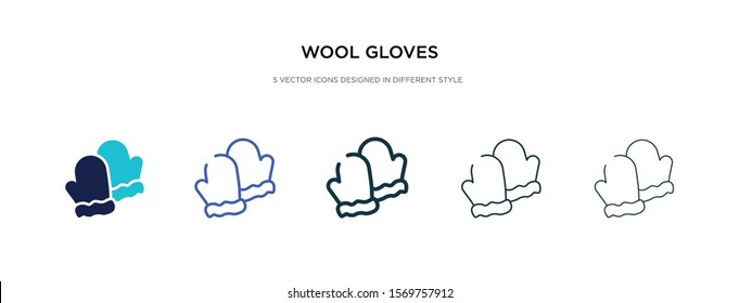 wool gloves icon in different style vector illustration. two colored and black wool gloves vector icons designed in filled, outline, line and stroke style can be used for web, mobile, ui