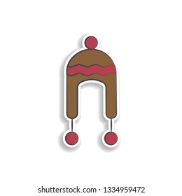Wool hat colored hand drawn icon. Element of autumn icon for mobile concept and web apps. Hand drawn colored Wool hat can be used for web and mobile on white bakgorund