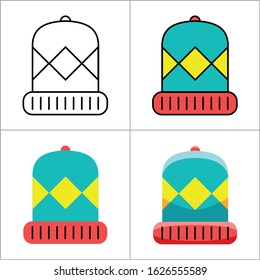 Wool hat element illustration with different design style.