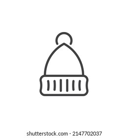 Wool hat line icon. linear style sign for mobile concept and web design. Winter hat outline vector icon. Symbol, logo illustration. Vector graphics