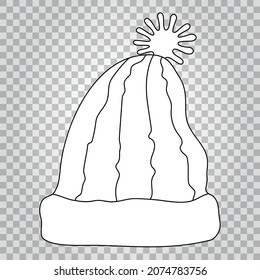 Wool hat outline doodle icon. Vector illustration. Isolated. 