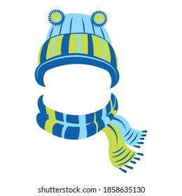 Wool hat and scarf icon. Cartoon of wool hat and scarf vector icon for web design isolated on white background